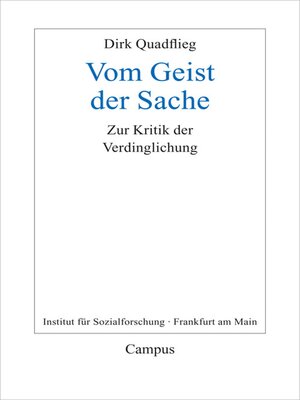 cover image of Vom Geist der Sache